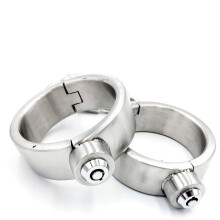 Metal Handcuffs SM Bondage Heavy Duty Stainless Steel Press Lock Restraints for BDSM Couples Beginners Women Men