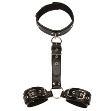 Leather Bondage Handcuffs Adjustable Wrist and Ankle Cuffs for Couples, Durable SM Restraints Adult Sex Toy Set