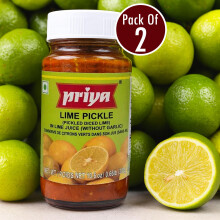 Priya Lime Pickle – 300g (Pack of 2) | Authentic South Indian Taste | Spicy & Tangy Nimbu Achar