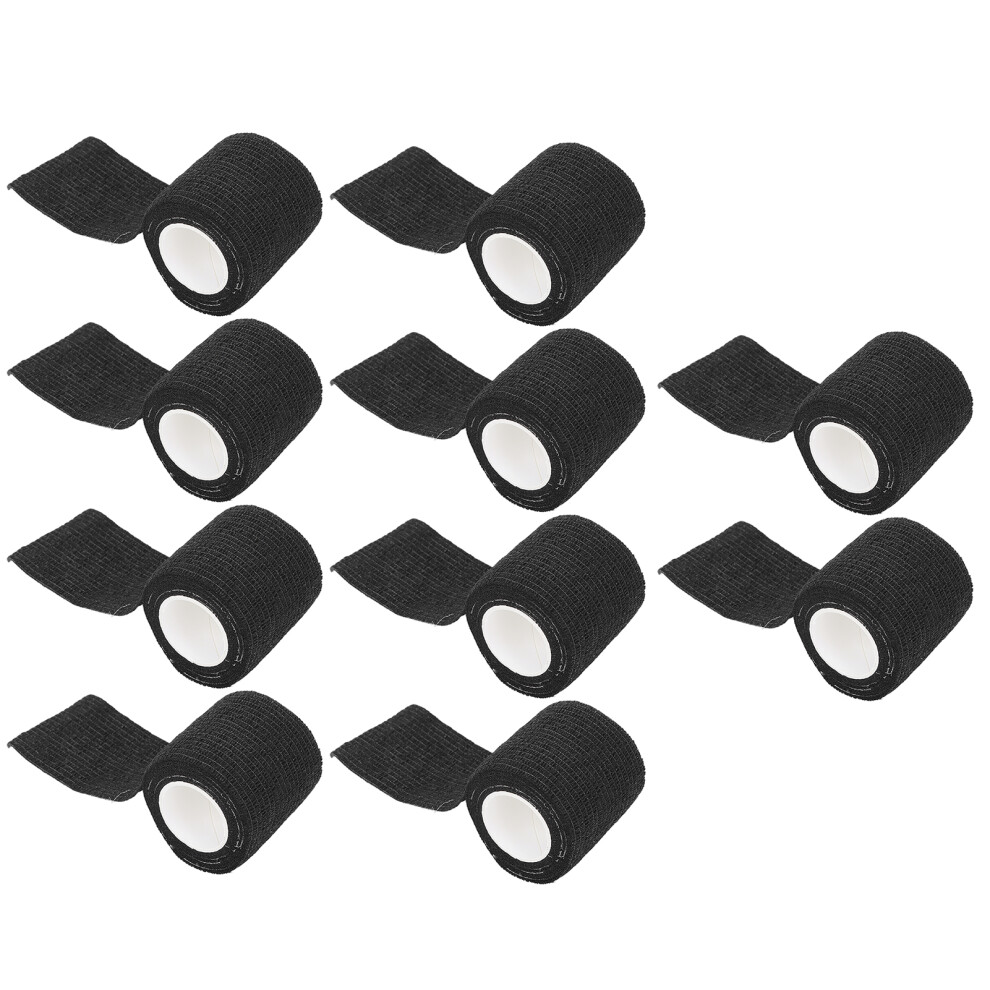 Black 10Pcs Self Adhesive Bandage Wrap, 5Cm X 450Cm, Anti Slip & Shockproof