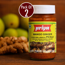 Priya Mango Ginger Pickle – 300g (Pack of 2) | Authentic South Indian Taste | Spicy & Tangy Mamidi Allam Achar
