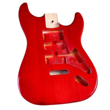 E Guitar Kit DIY Replacement Parts Set with Standard Size Wooden Guitar Body M2 Red Compatible with Electric Instruments
