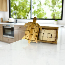 Turtle Shaped Bamboo Tofu Press - Wooden Tofu Water Drainer with Lid