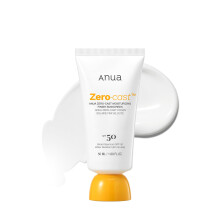 Anua Zero-Cast Moisturizing Finish Sunscreen SPF 50 Glow Natural Sunscreen No White cast Hyaluronic Acid Niacinamide sun block for face Oil-Fr