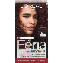 L’Oréal Paris Feria 42 Burgundy Blush - Høj intensitet, multifacetteret skimrende permanent hårfarvekit med 3x reflekser