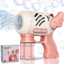 (Pink) Kids 10 Holes Bubble Gun Bubble Blower Machine Blaster Bubble Launcher Toys