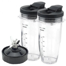 For Ninja, 2 24oz Cups with To-go , 7 Fins Blade, for Ninja Auto Iq