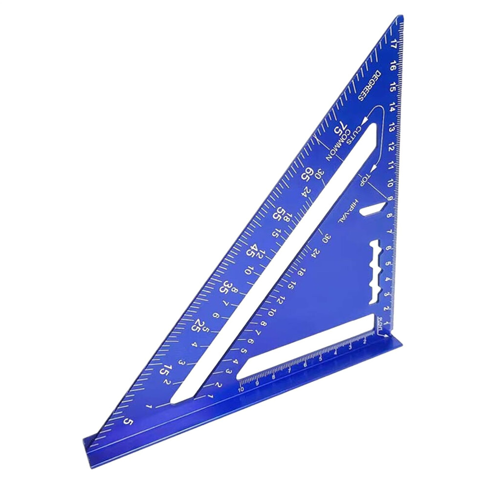 Triangular Ruler - Metric Scales With Stop Angle - Precision Metal Measuring Tool For Woodworking, Architecture, And Technical Drawing, Blue 6447073173035