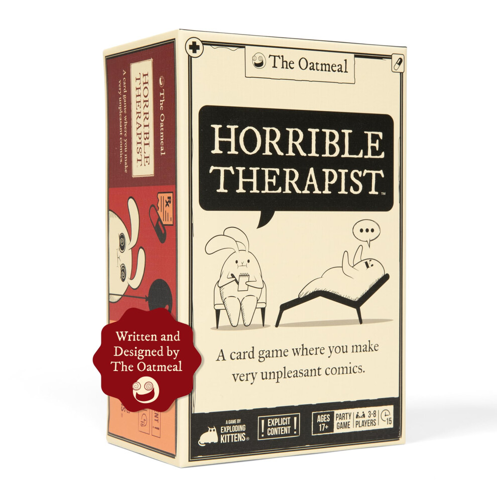 Exploding Kittens Horrible Therapist: Extra Horrible Edition 3-8 Players - Ages 17+ - 15 Minutes To Play - Comic Building Game - Party Game Family Ga