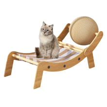 Cat Tree Scratching Post with Play Ball - Elevated Pet Lounge for Balcony and Terrace, Outdoor Sunbathing Relaxation