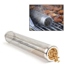 Tube de fumage à granulés en maille pour barbecue rond en acier inoxydable, générateur de fumage pou