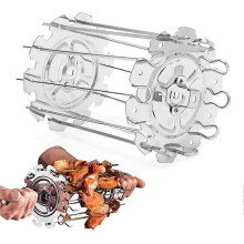 Four à broche en acier inoxydable avec 10 fourchettes à viande rotatives pour cuisine de légumes.-OE
