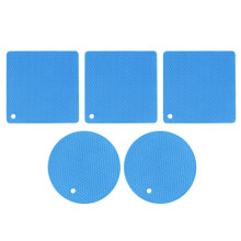 Lot de 5 tapis en silicone en nid d'abeille, 2 ronds et 3 carrés, multi-usages pour plats chauds, Ti