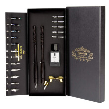 Trustela Kalligraphie-Set fr Anfnger, Dip-Stift-Set mit 19 Spitzen, schrger Stifthalter, Holzstift-Set