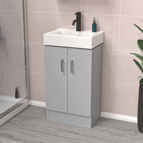NES Home Nes Home 450mm Matte Grey Freestanding Vanity Unit with Basin