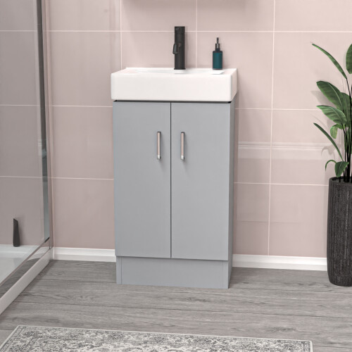 NES Home Nes Home 450mm Matte Grey Freestanding Vanity Unit with Basin 1