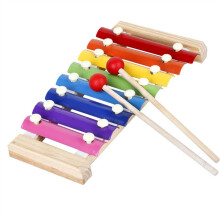 Eight-Tone Hand Tapping Xylophone Musical Percussion Instrument with Clear Sound Full Tone, Wooden Bars and Portable Design