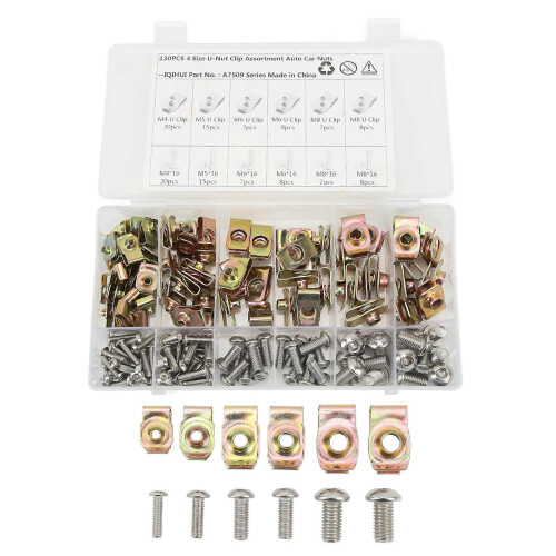 Ensemble de 130 clips de fixation pour écrous en U pour automobile, support de montage en U
