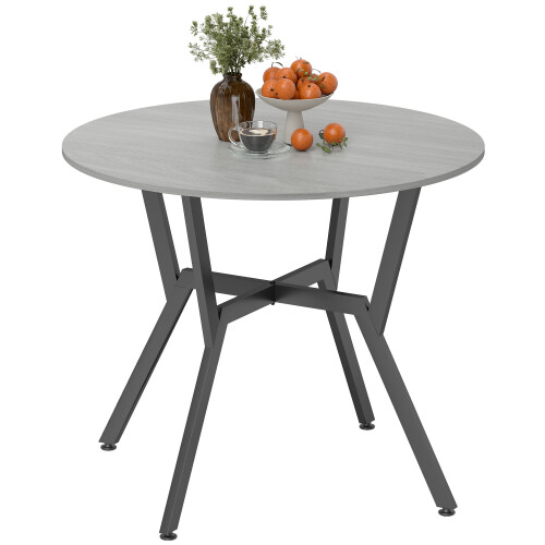 Homcom (Grey) HOMCOM Small Kitchen Table with Black Steel Legs, Dining Table 1
