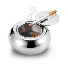 Cendrier de table moderne en acier inoxydable avec couvercle, cendrier Ă cigarettes pour une utilisa