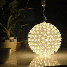 Guirlande lumineuse de Noël boule LED, 2 pièces 15 cm suspension décorative fleur de cerisier, blanc