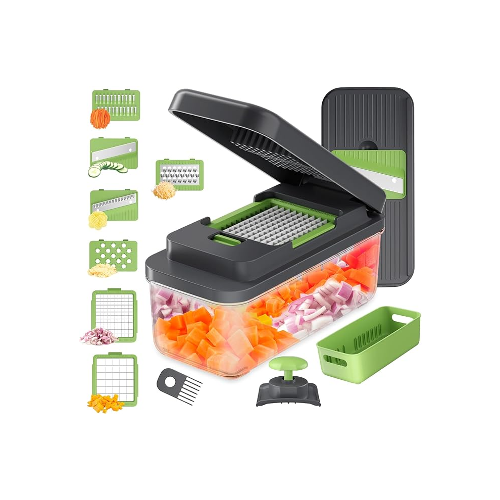 New Ibergrif M524-7 Vegetable Chopper Slicer Multifunctional, Containers Microwaveable, Bpa Free, Dishwasher Safe, 7 In 1 F