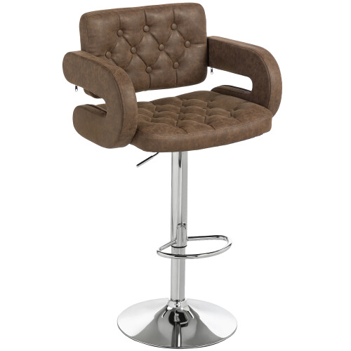 Homcom HOMCOM Adjustable Height Barstool Steel Pole PU Leather, Coffee 1