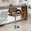 Homcom HOMCOM Adjustable Height Barstool Steel Pole PU Leather, Coffee 1
