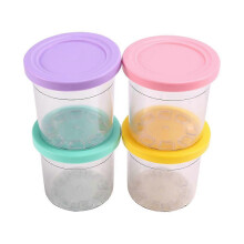 Lot de 4 pintes de crème glacée et couvercles pour sorbetière Creami NC300 NC301 NC299AMZ (16 oz)