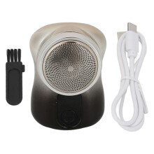 Mini tondeuse à barbe sans fil, rechargeable, étanche, lame incurvée, avec grille, argentée