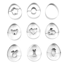 Lot de 9 emporte-pièces de Pâques en acier inoxydable, moules à biscuits, gaufrage, décoration de gâ