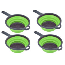 Lot de 4 passoires pliables, rondes, avec poignée, trou de suspension pour nouilles, légumes, fruits