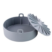 [19CM divisé gris] Accessoires de friteuse à air en silicone rond en silicone portable-OEIN