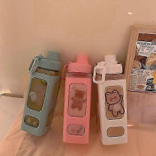 Bouteille d'eau Kawaii Bear adaptée aux filles Bouteille en plastique mignonne pour l'école et F