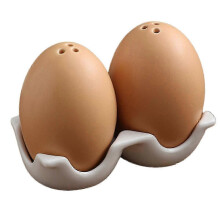 convient pour ensemble salière et poivrière en céramique, mini shaker en forme d'œuf marron avec mot