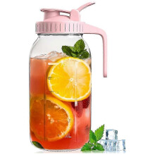Pichet Mason Jar de 64 oz avec couvercle, pichet à eau en verre hermétique de 2 pintes, pot Mason ét