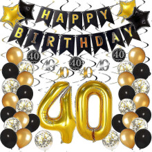 Décorations pour 40e anniversaire compatibles avec les hommes et les femmes, ensemble de décorations