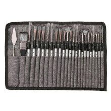 Lot de 24 pinceaux aquarelle en poils de nylon, manche en bois, brosse à récurer, peinture acrylique