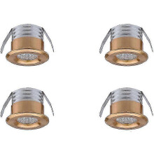 Lot de 4 mini spots LED encastrables, 3 W, blanc chaud doré