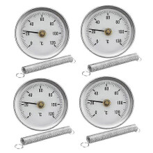 4 thermomètres à tube de Bourdon à pince, 63 mm, 0–120 C, affichage de la température en aluminium