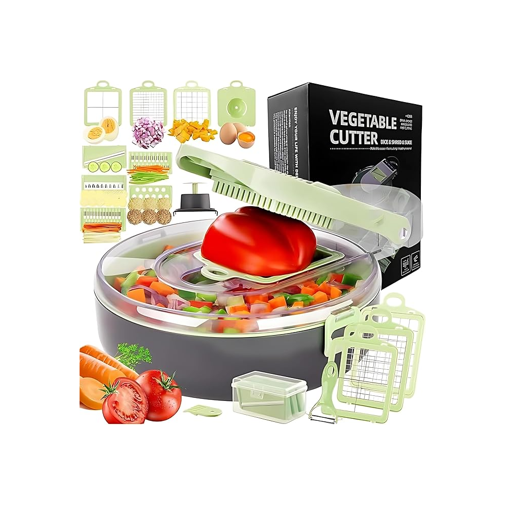 New Vegetable Chopper-High-Performance Mandoline Vegetable Slicer & Dicer With Razor-Sharp Stainless Steel Blades, Peeler,