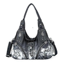ANGEL KISS AK11282Z Sac à main fourre-tout vintage tie-dye pour femme en cuir PU, sac à bandoulière