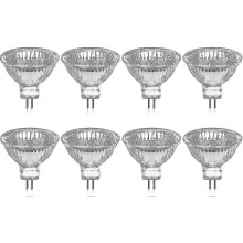 Pack de 8 ampoules halogènes Gu5.3 Mr16 35 W 12 V dimmable – blanc chaud 2800 K, 400 lumens, cache v