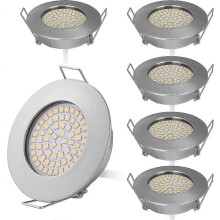 6 spots LED encastrables 5 W, complets, 3000 K, blanc chaud, équivalent à une lampe halogène 45 W, 2