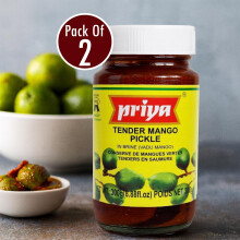 Priya Tender Mango Pickle 300g (Pack of 2) – Authentic Andhra Avakaya | Whole Baby Mango Pickle | Spicy & Tangy South Indian Taste