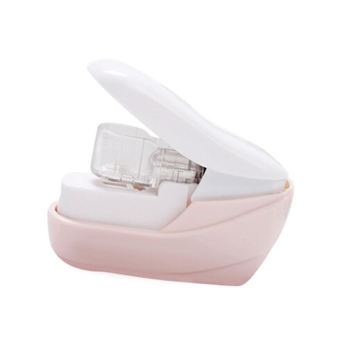 Staple Desktop Binding Agent Miniature Compact Binding Machine for Office School Use - Milk Tea Color, Lightweight Design