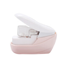 Nailless Cartoon Labor Saving Stapler for 2-4 Sheets, Small Manual for School Office and Crafts, Milk Tea Color
