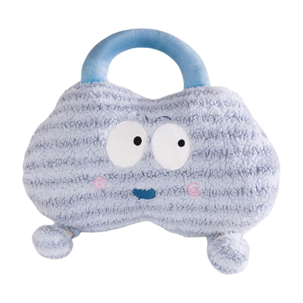 Blue Warmer Water Bag, Reusable Hot Water Bottle With Cute Cloud Handle, Plush Pillow For Adults And Kids