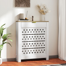 (S) HOMCOM Heater Cover with Flip Drawer and Top Shelf White