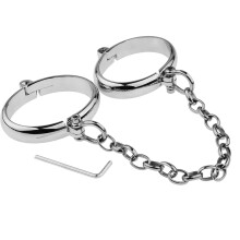 BDSM Slave Stainless Steel Handcuffs and Ankle Restraints for Couples, Fetish Sex Toy, Metal Chain Design, Beginner Friendly